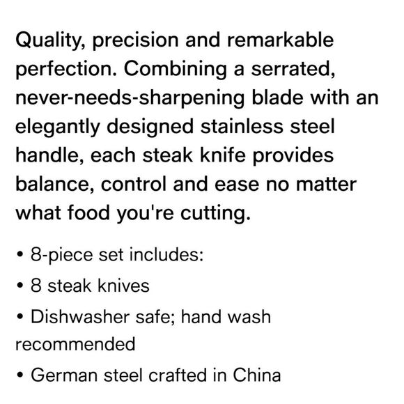 Henckels International Eversharp Steak Knives- 8PC Set - Picture 6 of 9